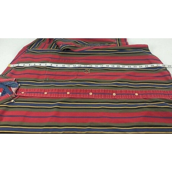 Vintage Tommy Hilfiger Red/Striped Long Sleeve Button Up Shirt Size Medium - Picture 6 of 7